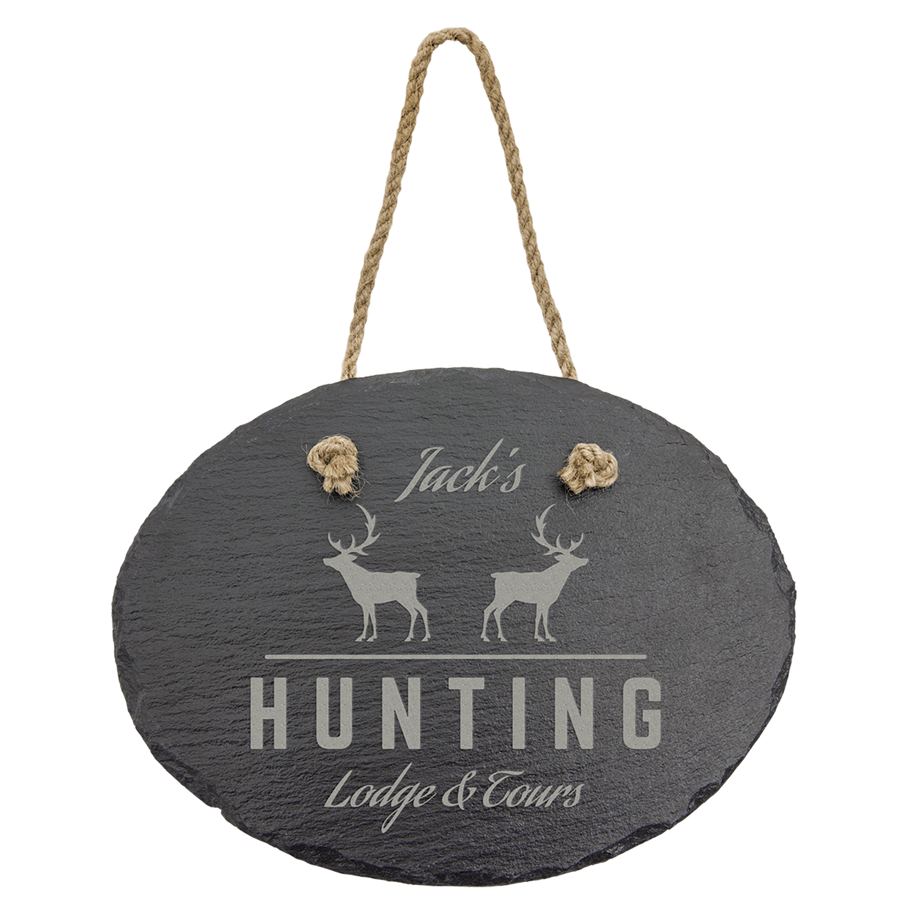 Oval Slate Decor with Hanger String - 7 3/4" x 6"