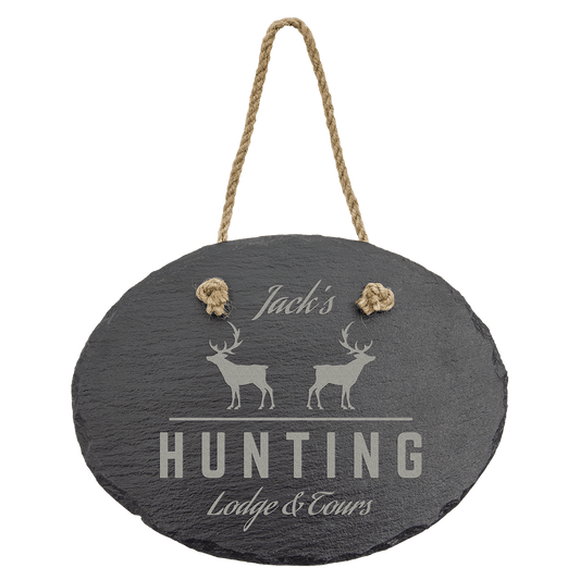 Oval Slate Decor with Hanger String - 7 3/4" x 6"