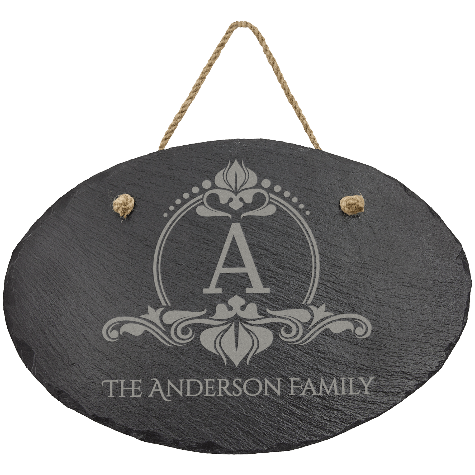 Oval Slate Decor with Hanger String - 11 3/4" x 7 3/4"