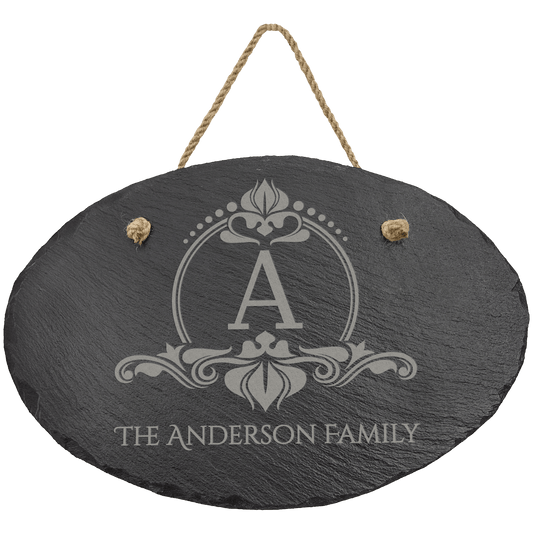 Oval Slate Decor with Hanger String - 11 3/4" x 7 3/4"