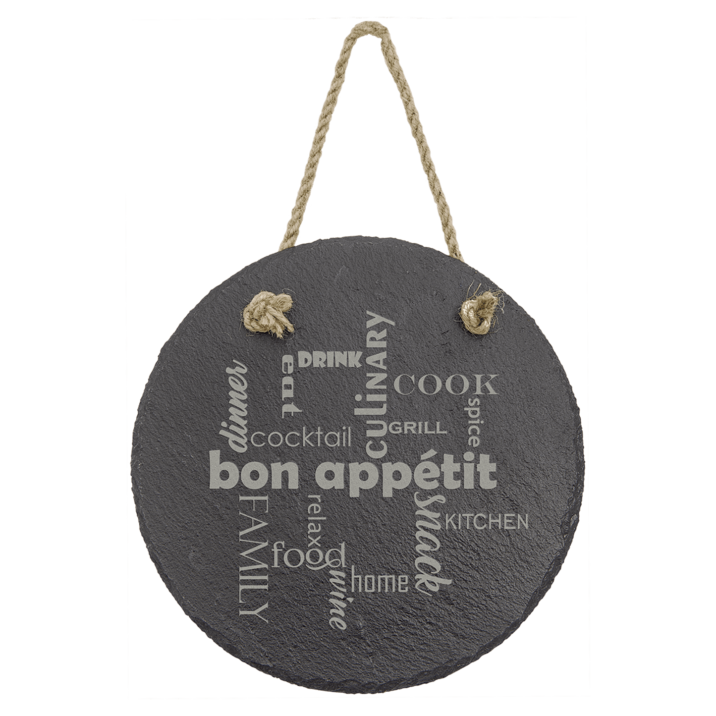 Round Slate Decor with Hanger String - 7"