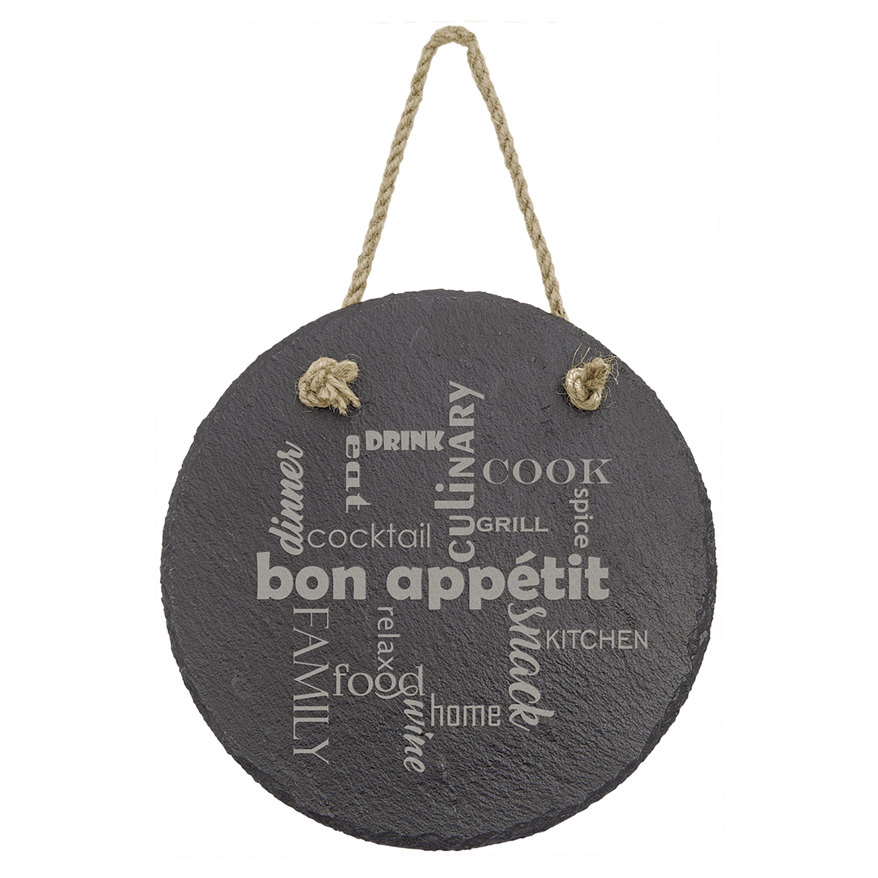 Round Slate Decor with Hanger String - 7"
