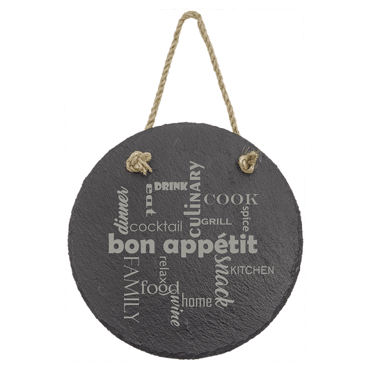 7" Round Slate Decor with Hanger String