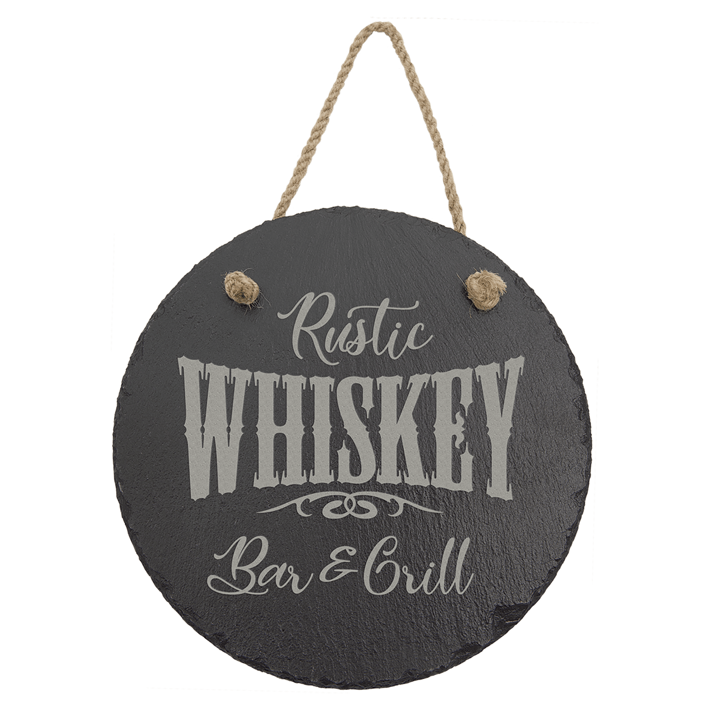 Round Slate Decor with Hanger String - 7 3/4"
