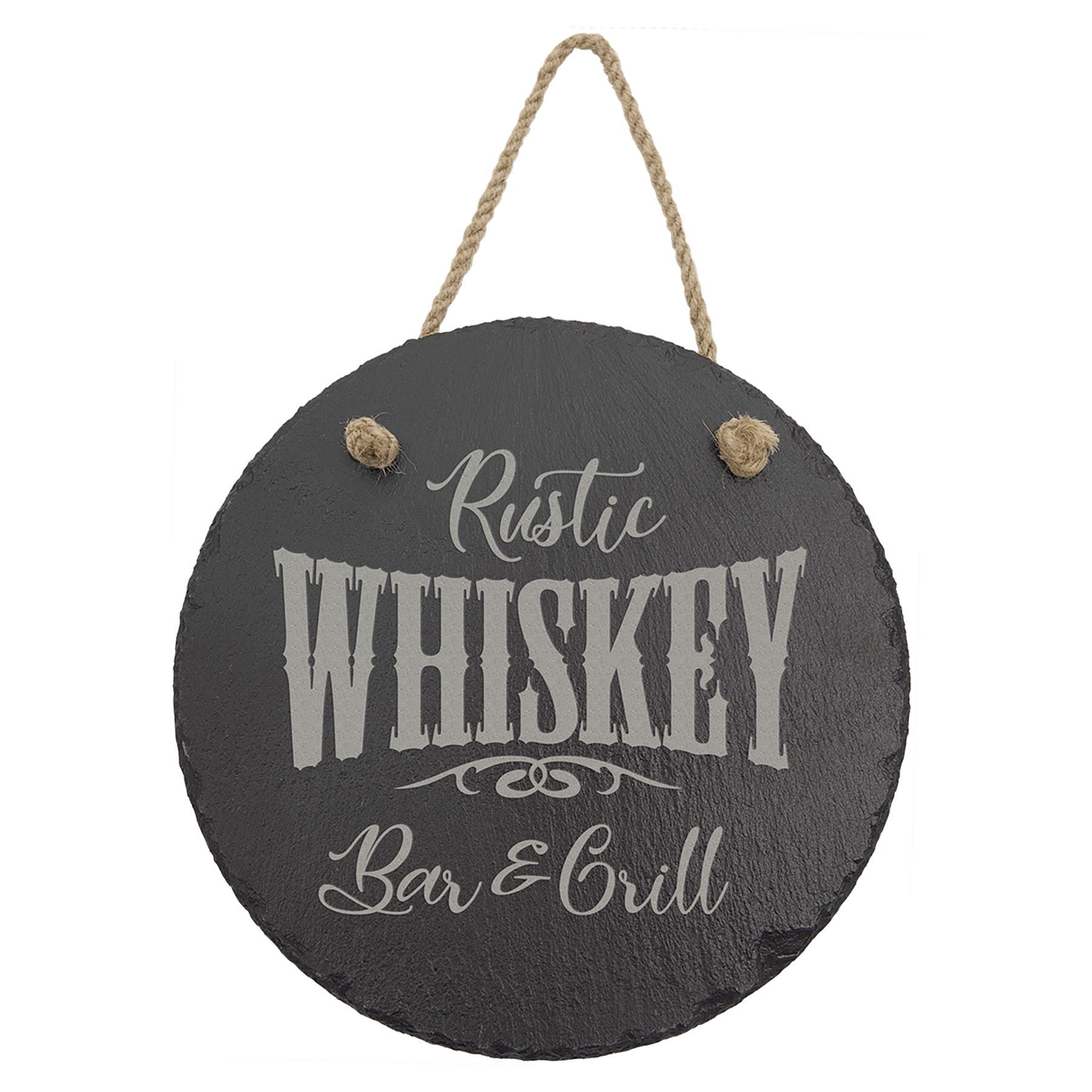 Round Slate Decor with Hanger String - 7 3/4"