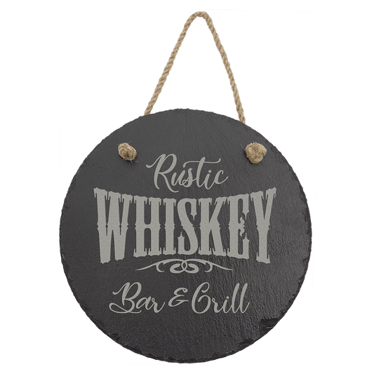 Round Slate Decor with Hanger String - 7 3/4"