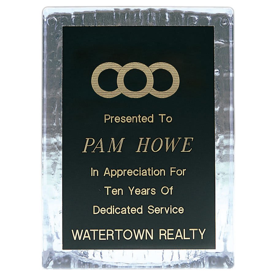 4 1/2" x 6" Clear Sculpted Ice Standing Plaque