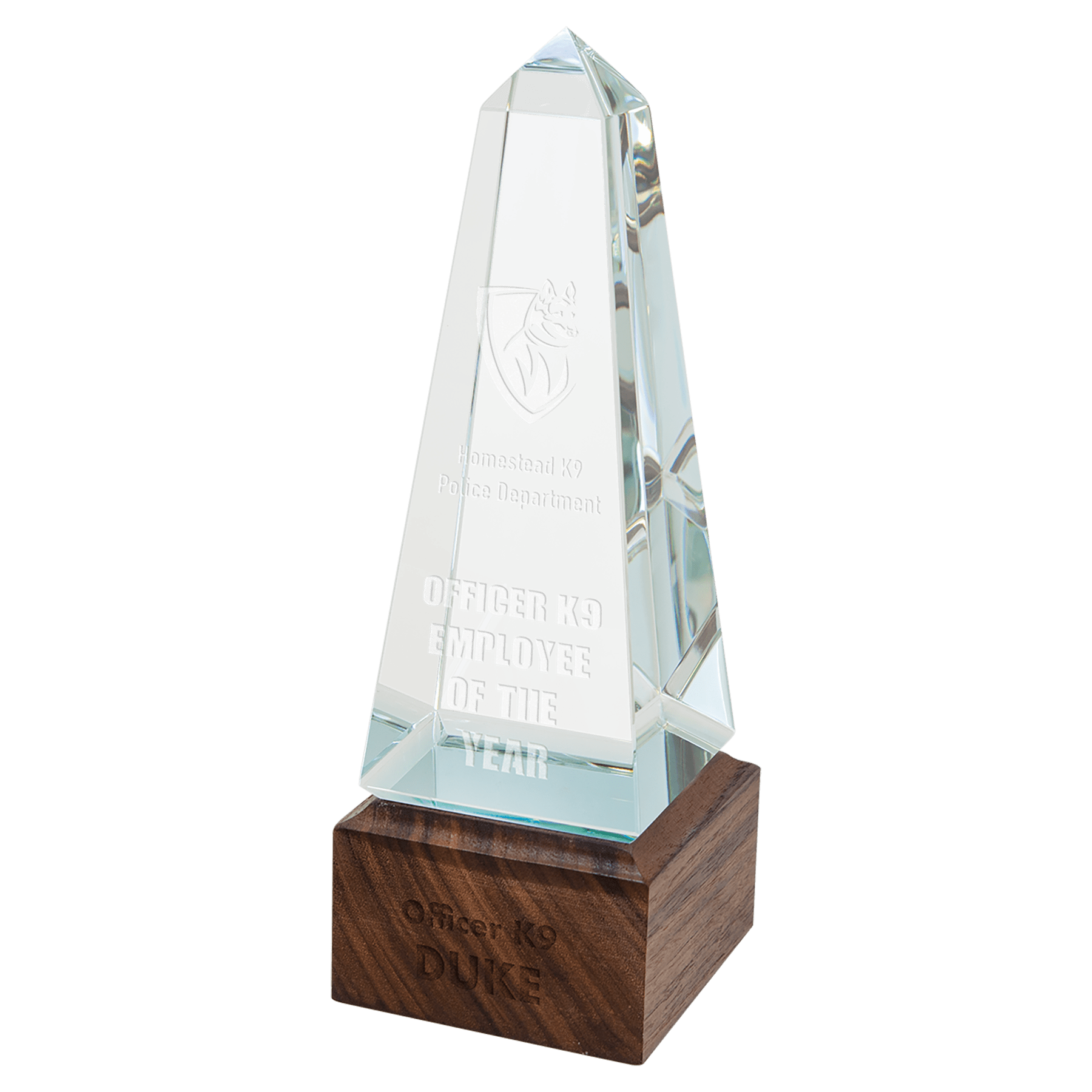 Obelisk Sierra Glass with Walnut Base - 9"
