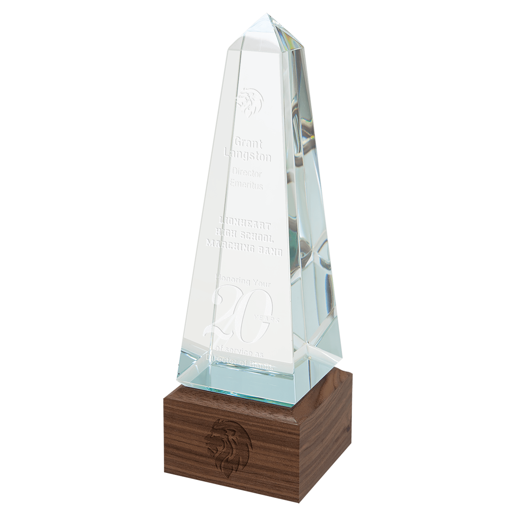 Obelisk Sierra Glass with Walnut Base - 9 3/4"