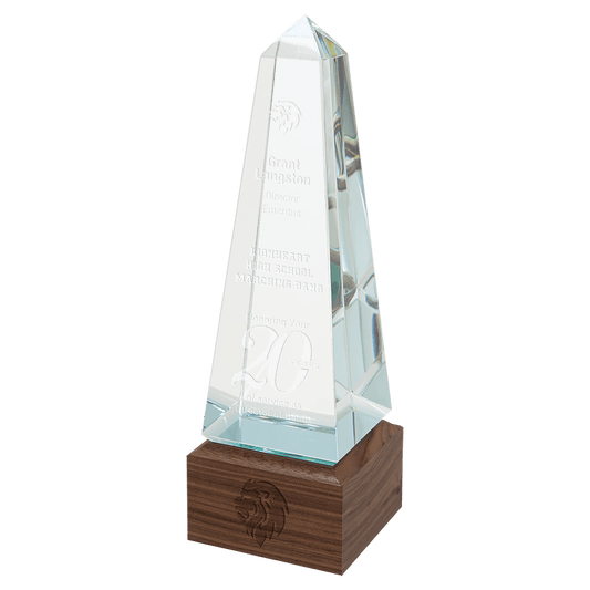 Obelisk Sierra Glass with Walnut Base - 9 3/4"