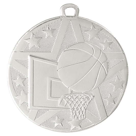 Silver Superstar Basketball Medal - 2"