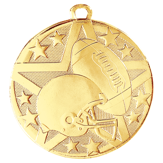 2" Gold Superstar Football Medal