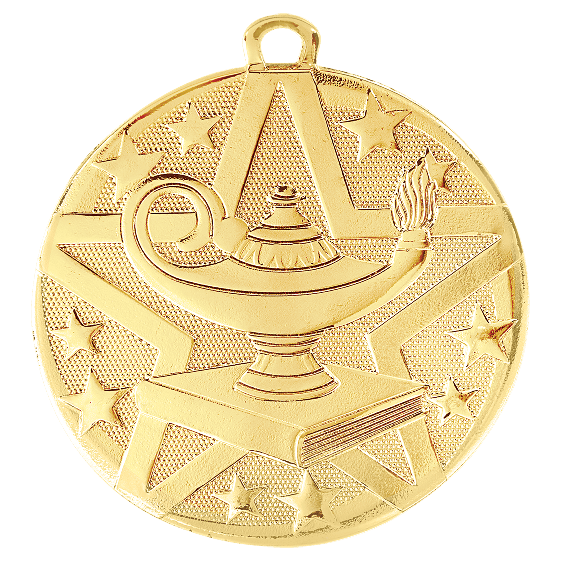 Gold Superstar Lamp of Knowledge Medal - 2"