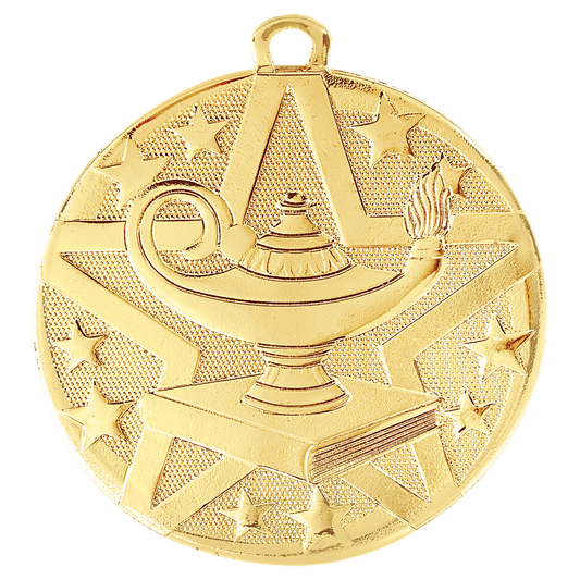 2" Gold Superstar Lamp of Knowledge Medal
