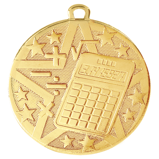 Gold Superstar Math Medal - 2"