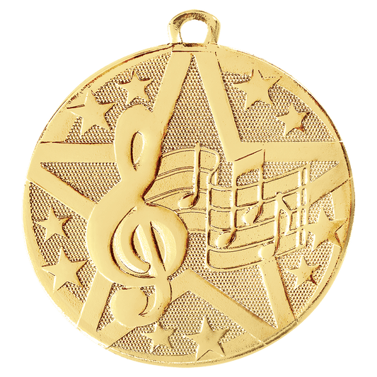 Gold Superstar Music Medal - 2"