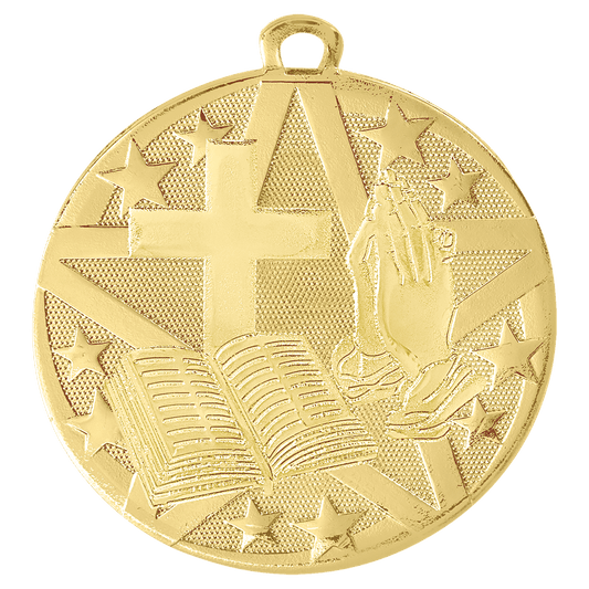 2" Gold Superstar Religion Medal