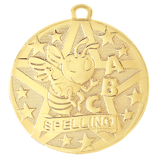 Gold Superstar Spelling Medal - 2"