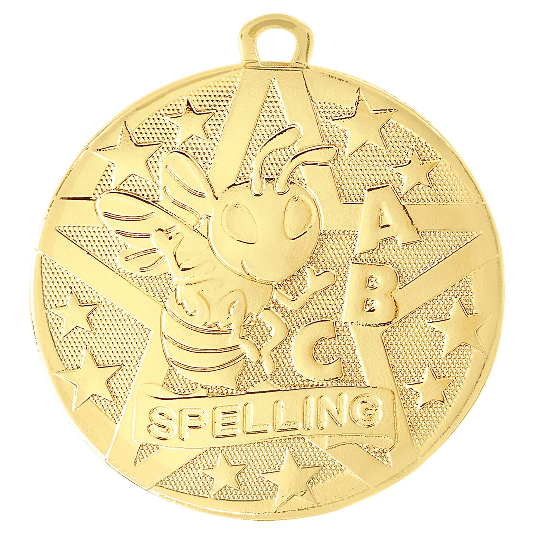 2" Gold Superstar Spelling Medal