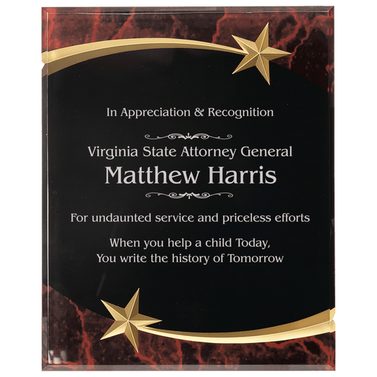 Red Marble Shooting Star Acrylic Plaque - 7" x 9"
