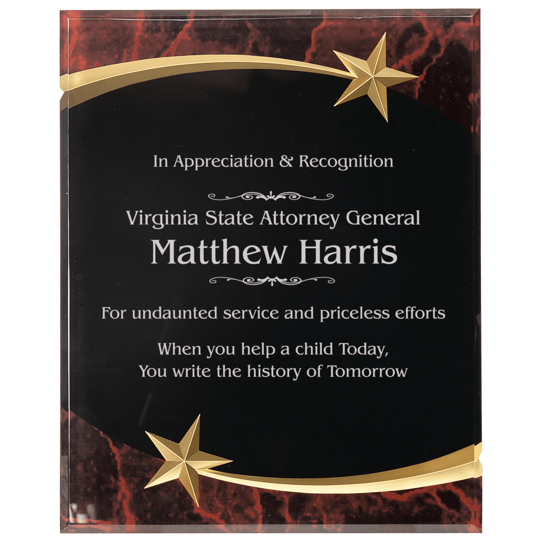 Red Marble Shooting Star Acrylic Plaque - 9" x 11"