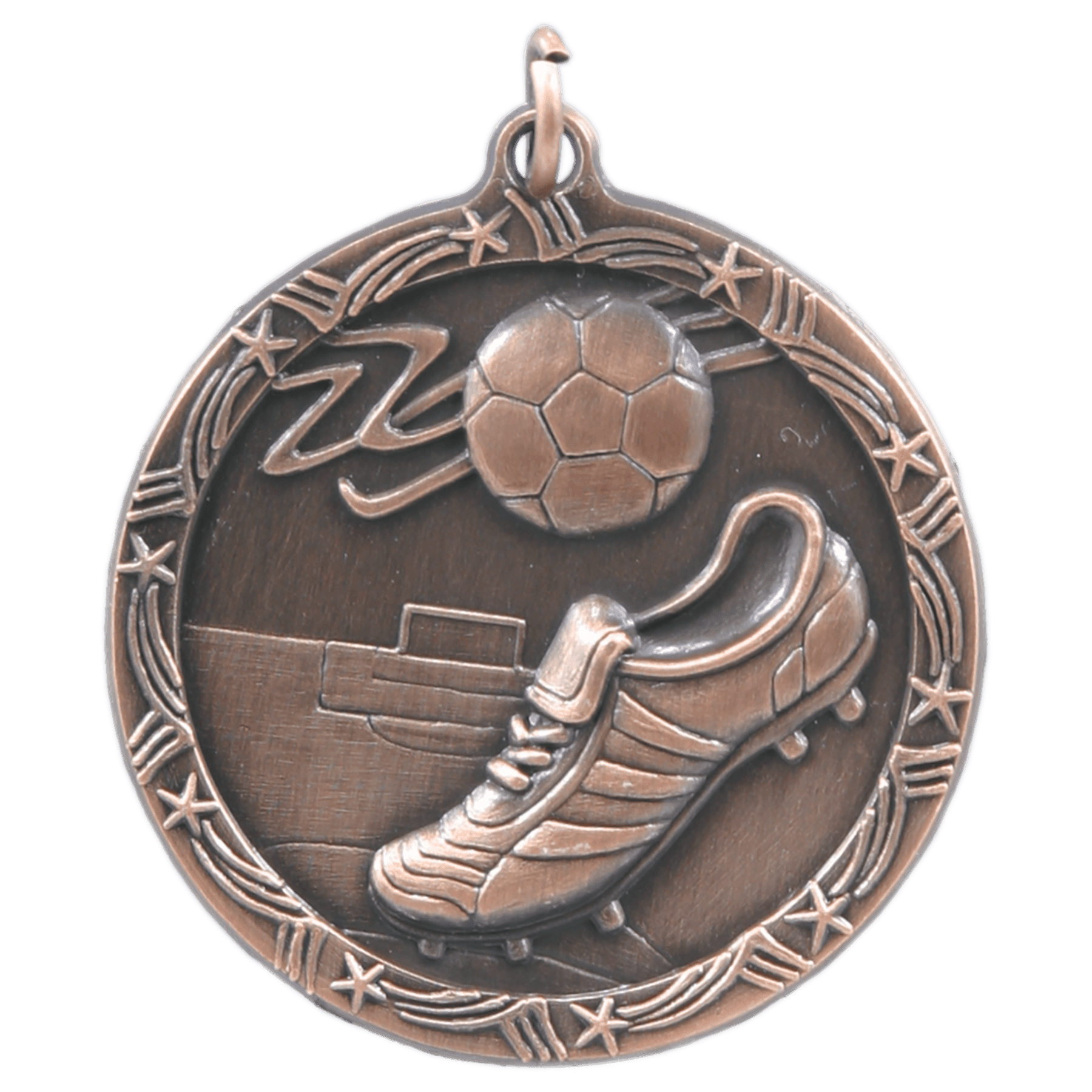 Antique Bronze Soccer Shooting Star Medal - 1 3/4"