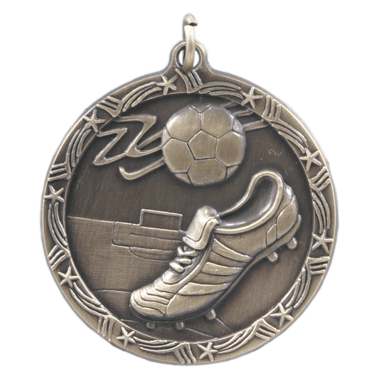 Antique Gold Soccer Shooting Star Medal - 1 3/4"