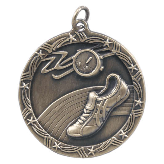 1 3/4" Antique Gold Track Shooting Star Medal