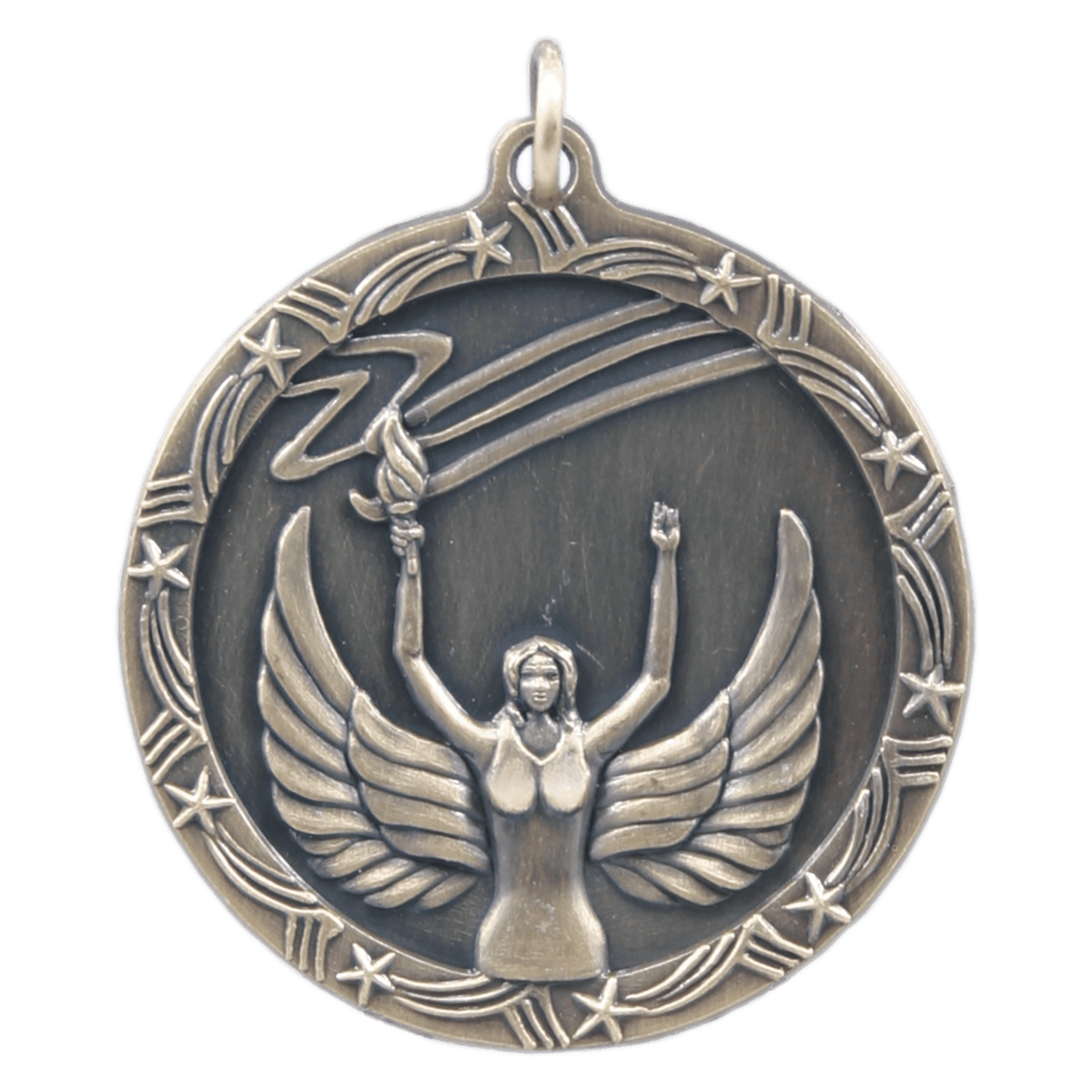 Antique Gold Victory Shooting Star Medal - 1 3/4"