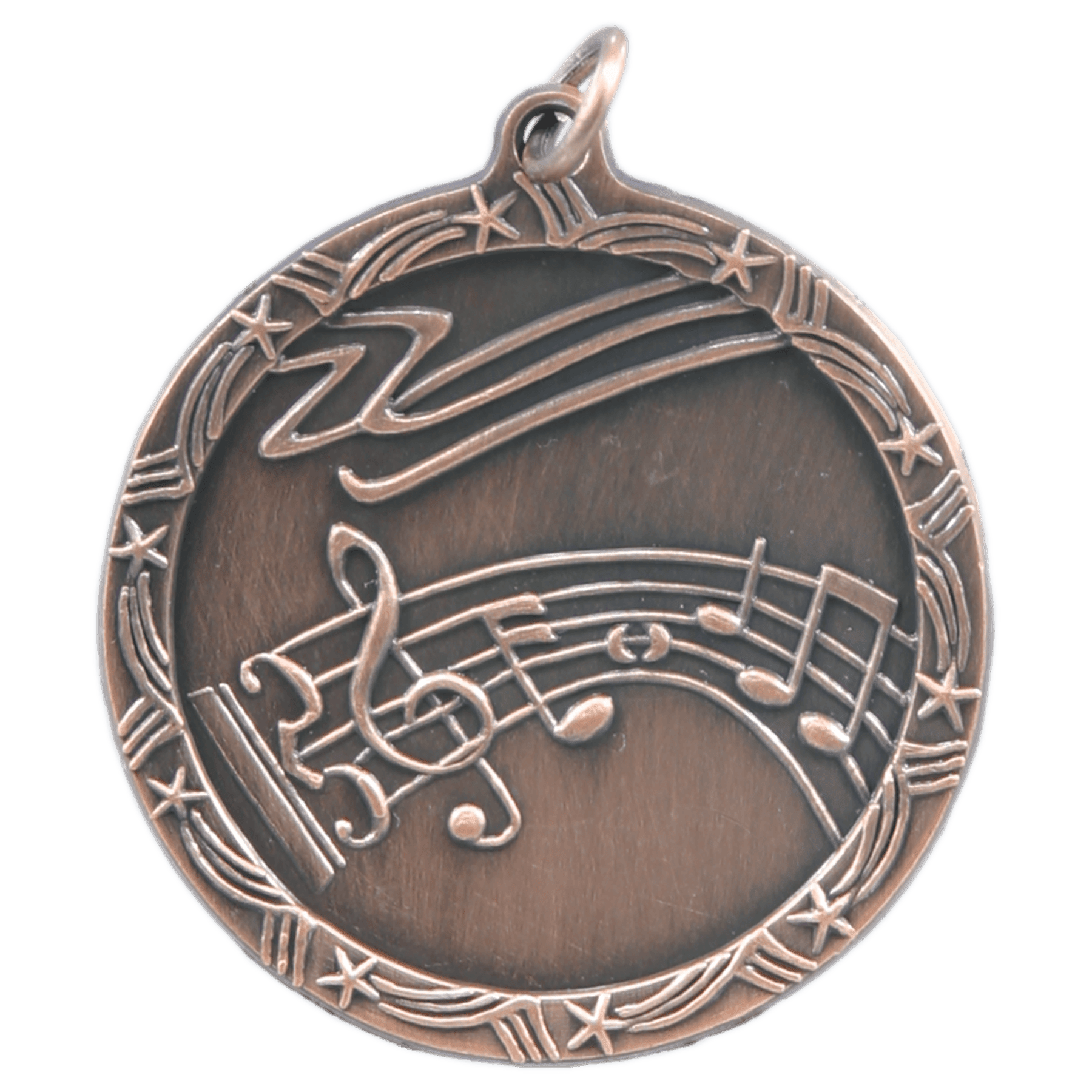 Antique Bronze Music Shooting Star Medal - 1 3/4"