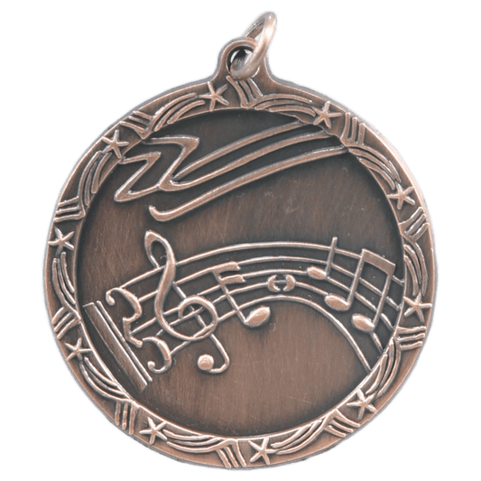 Antique Bronze Music Shooting Star Medal - 1 3/4"