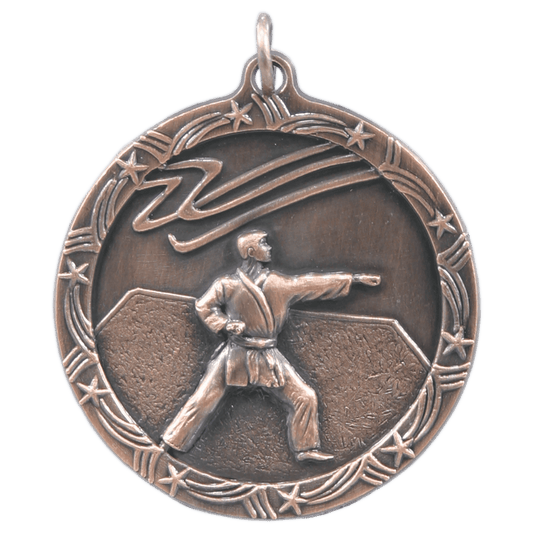 Antique Bronze Martial Arts Shooting Star Medal - 1 3/4"