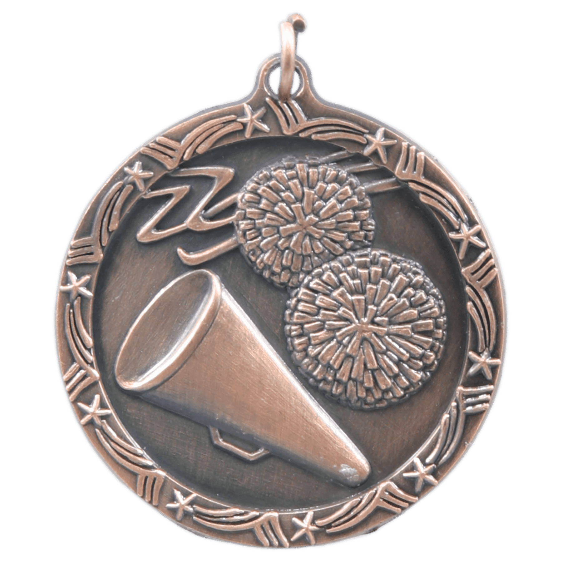 Antique Bronze Cheer Shooting Star Medal - 1 3/4"