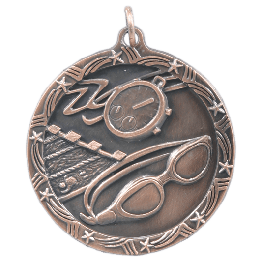 1 3/4" Antique Bronze Swimming Shooting Star Medal