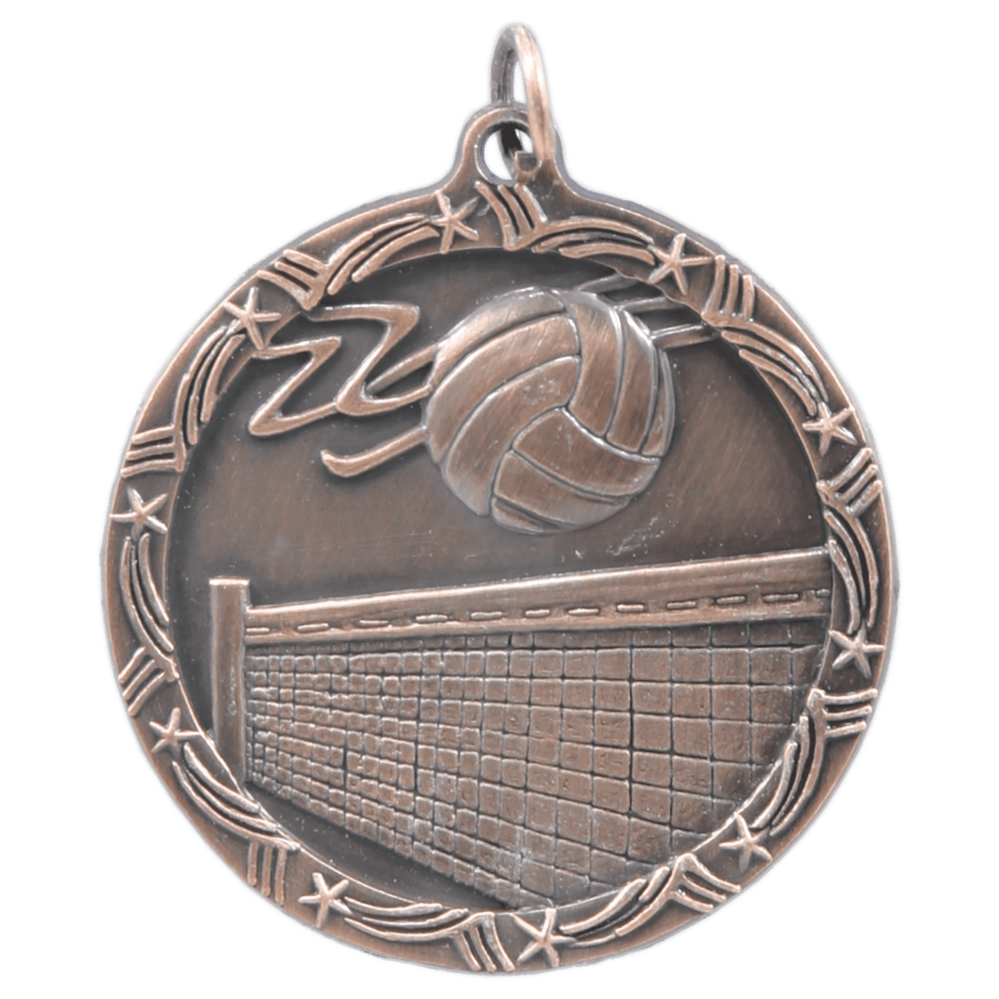 Antique Bronze Volleyball Shooting Star Medal - 1 3/4"