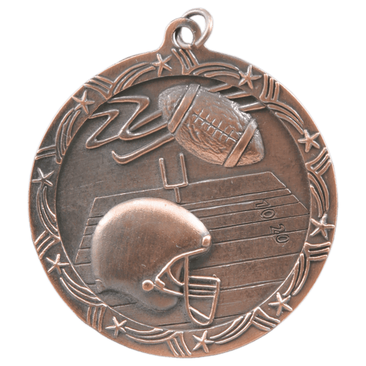 Antique Bronze Football Shooting Star Medal - 2 1/2"