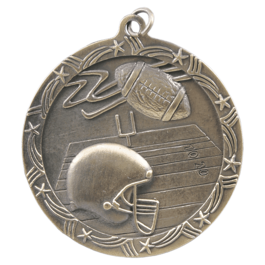 Antique Gold Football Shooting Star Medal - 2 1/2"