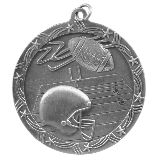 Antique Silver Football Shooting Star Medal - 2 1/2"