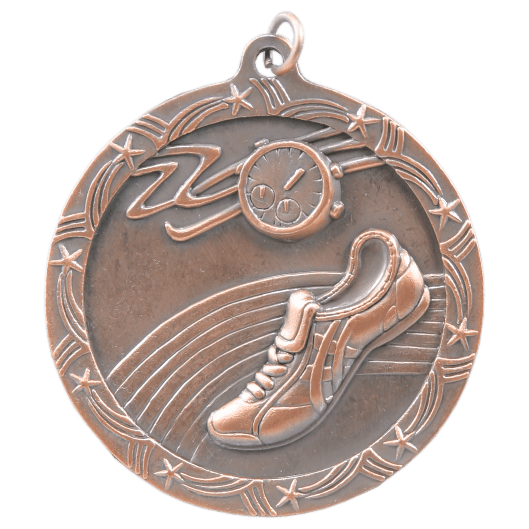 Antique Bronze Track Shooting Star Medal - 2 1/2"