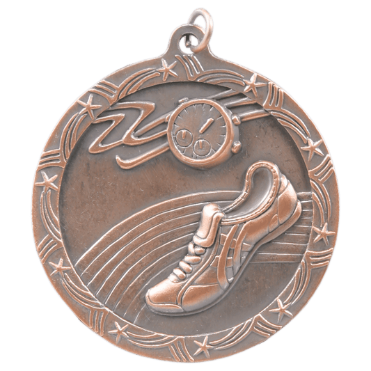 Antique Bronze Track Shooting Star Medal - 2 1/2"