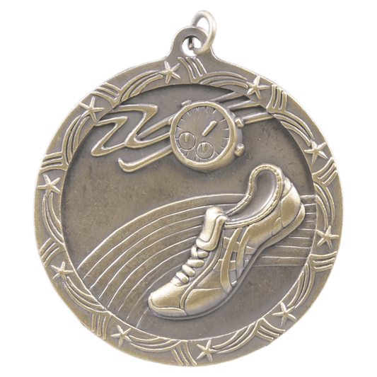 Antique Gold Track Shooting Star Medal - 2 1/2"