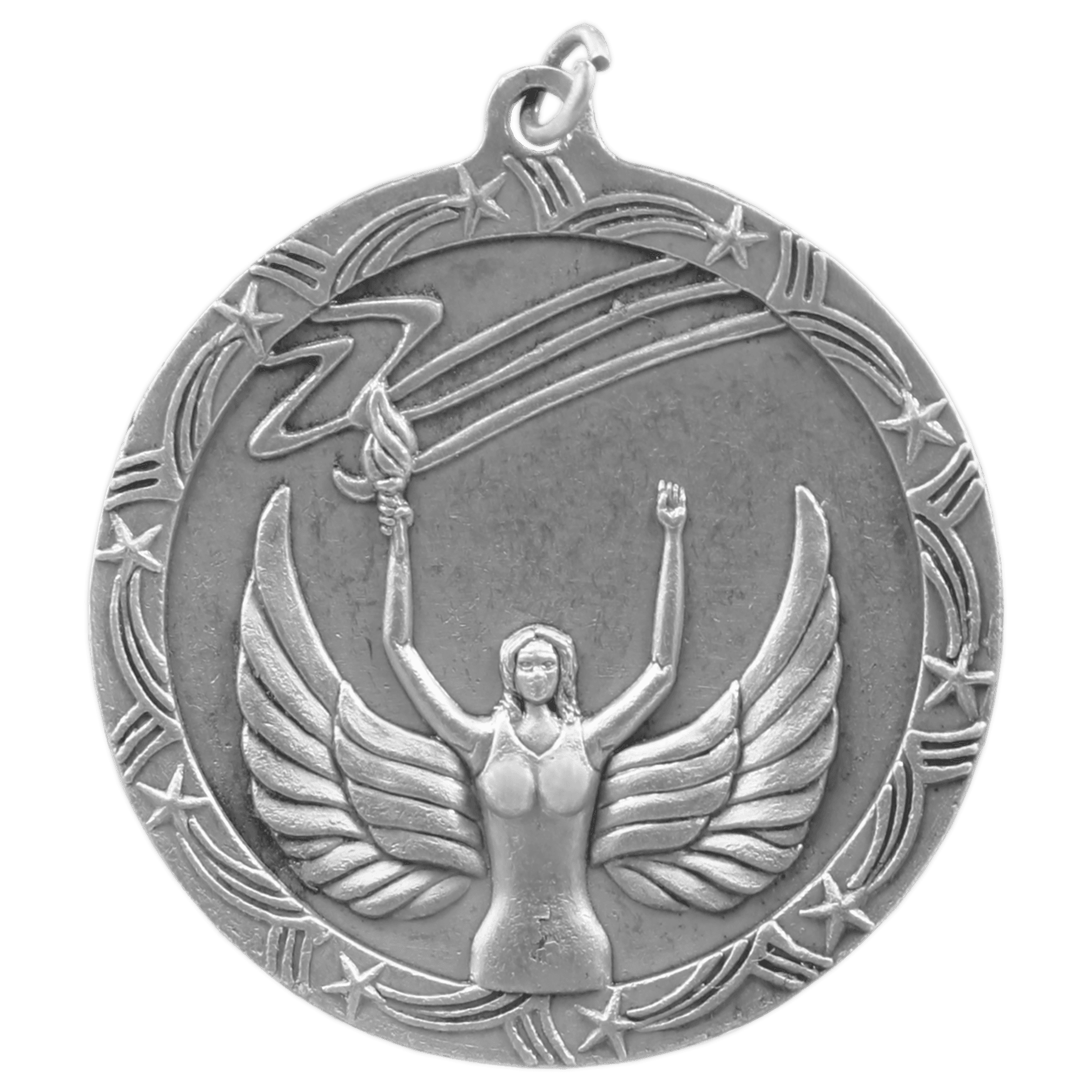 2 1/2" Antique Silver Victory Shooting Star Medal