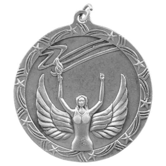 2 1/2" Antique Silver Victory Shooting Star Medal