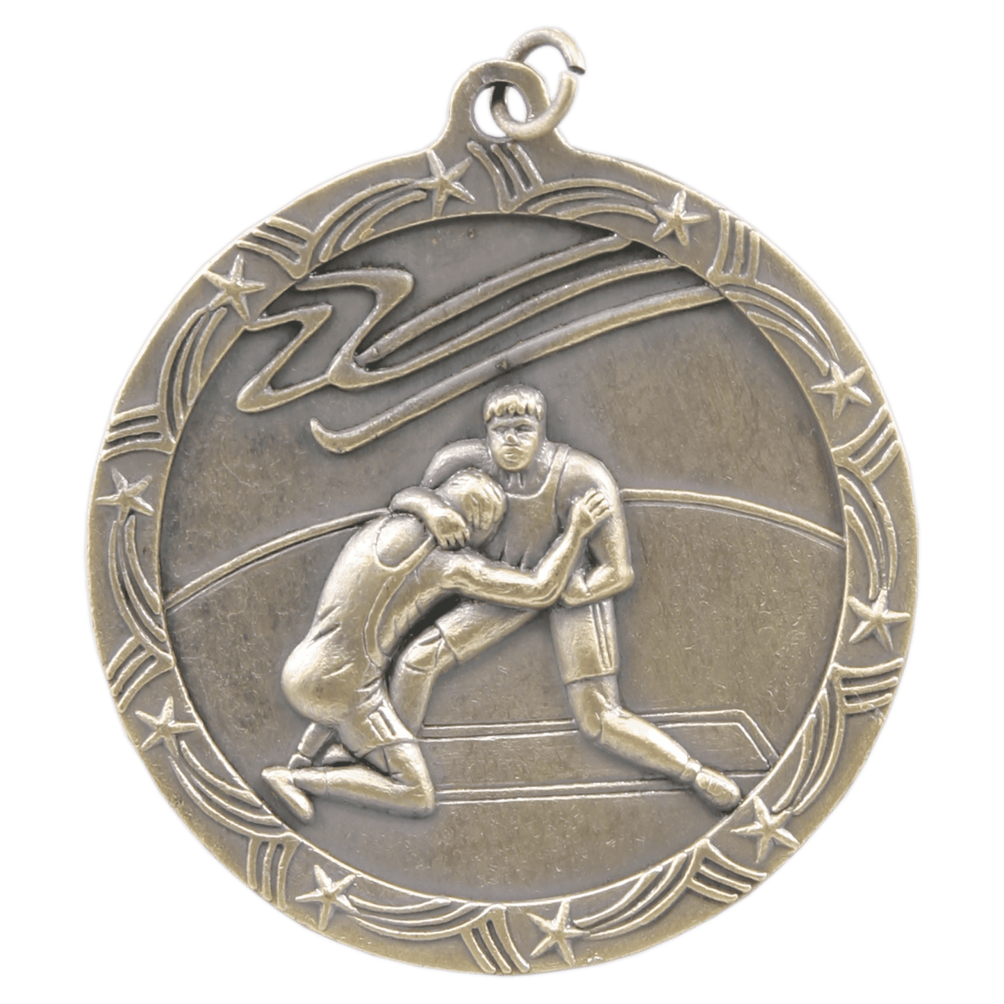 Antique Gold Wrestling Shooting Star Medal - 2 1/2"