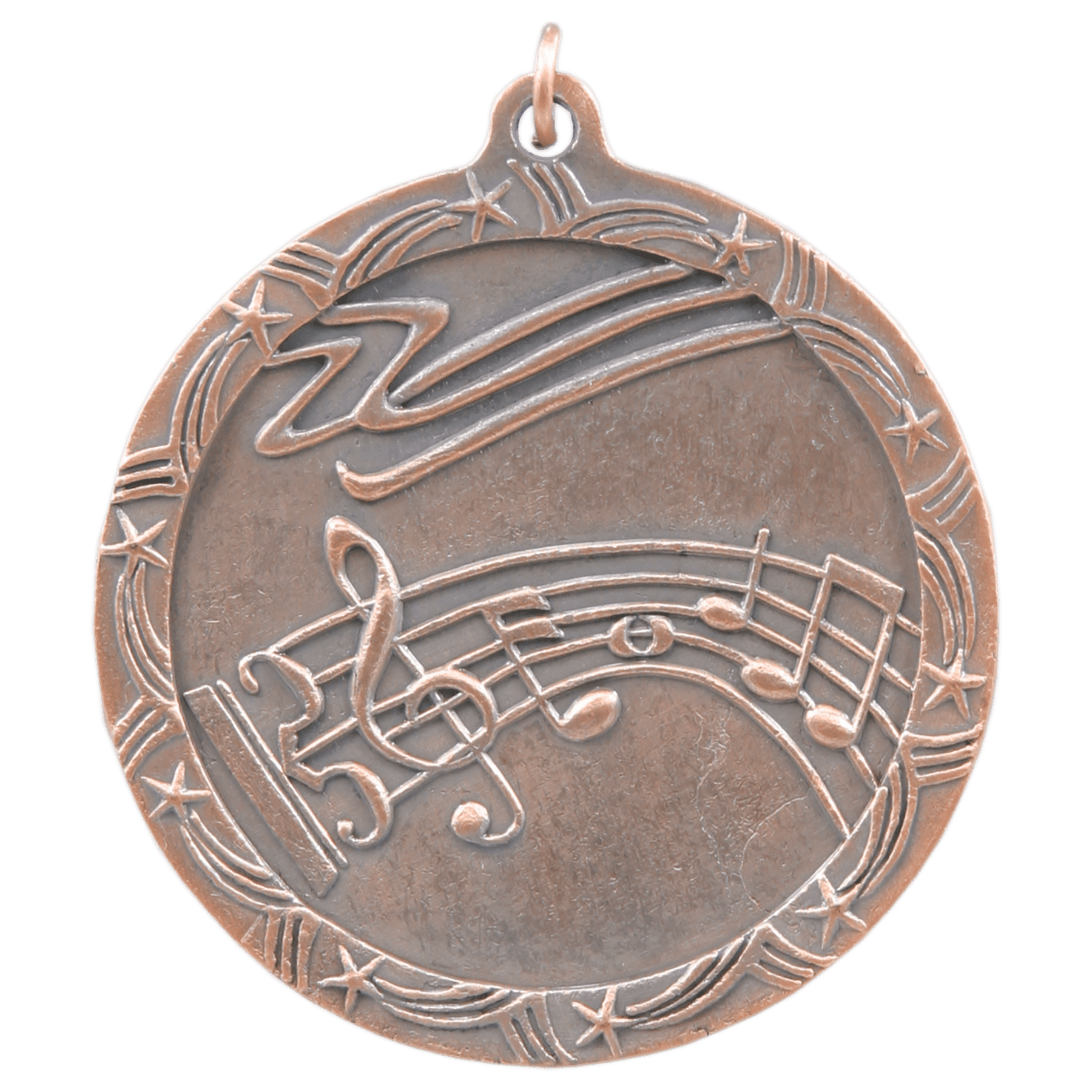 Antique Bronze Music Shooting Star Medal - 2 1/2"