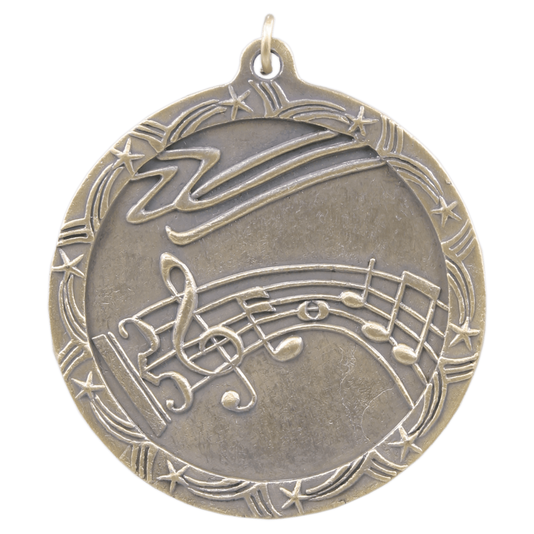Antique Gold Music Shooting Star Medal - 2 1/2"