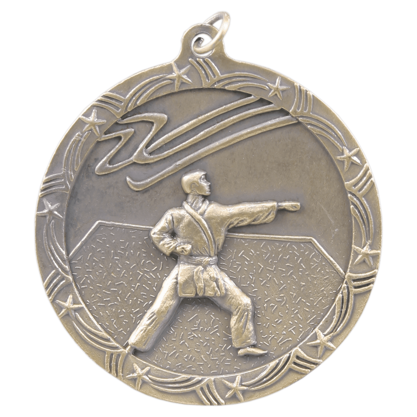 Antique Gold Martial Arts Shooting Star Medal - 2 1/2"