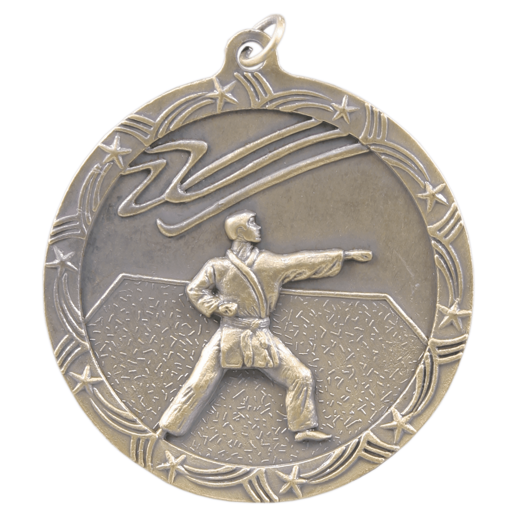 Antique Gold Martial Arts Shooting Star Medal - 2 1/2"