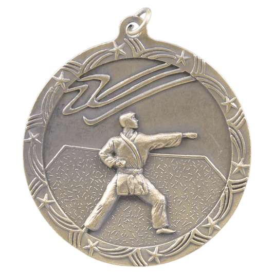 Antique Gold Martial Arts Shooting Star Medal - 2 1/2"