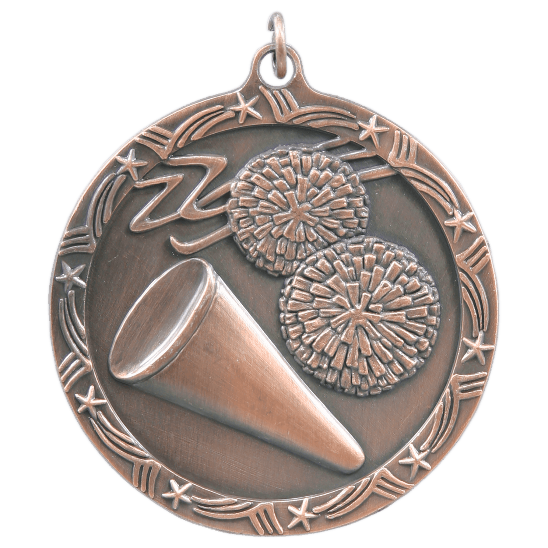 Antique Bronze Cheer Shooting Star Medal - 2 1/2"